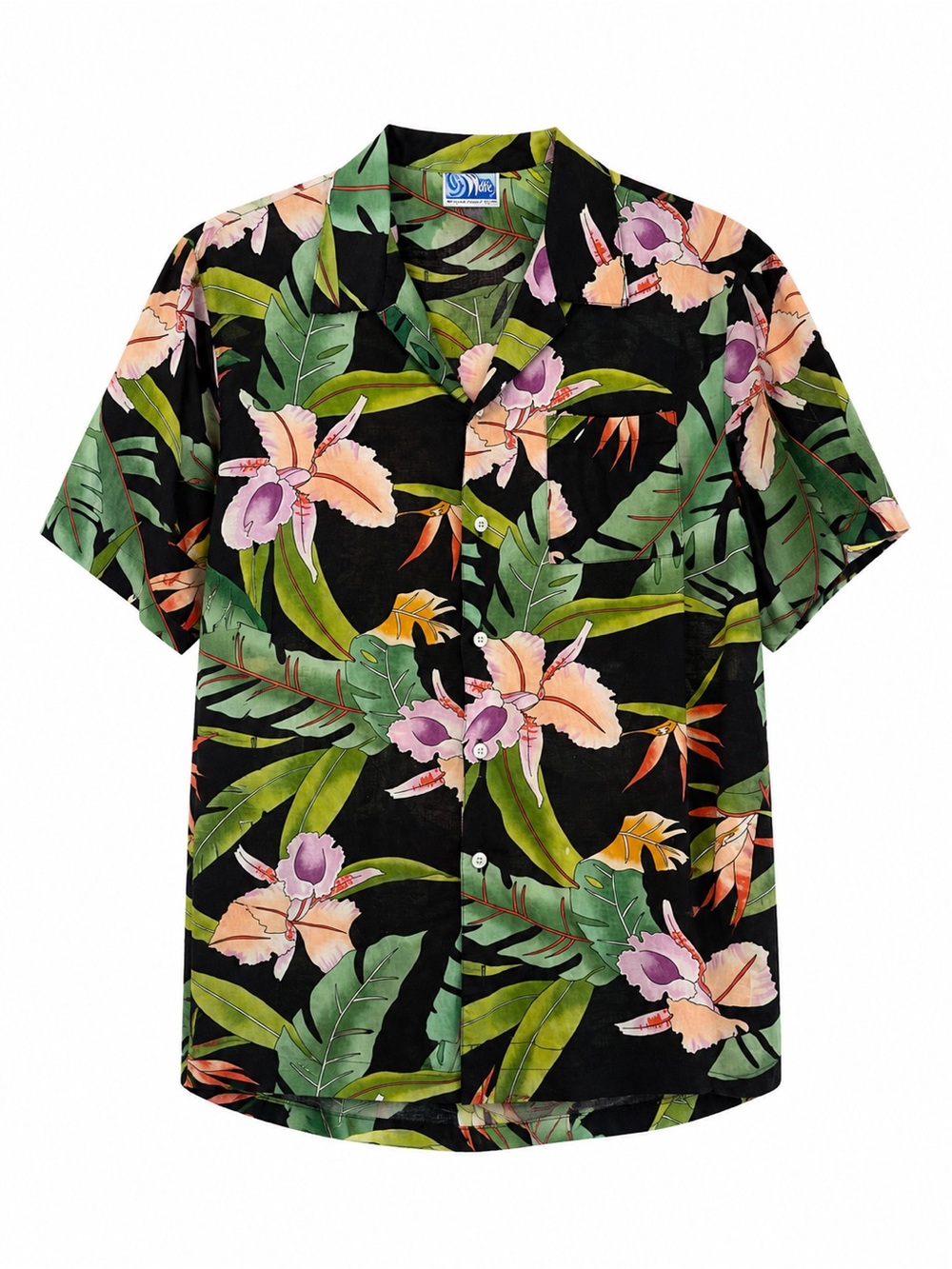 Vintage 1990s Wave by Scorpio Hawaiian Tropical Camp Shirt USA Made Cotton